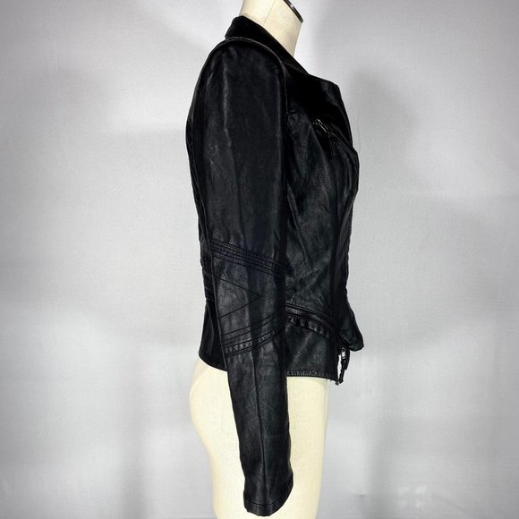 SOLD Blank NYC Black Faux Leather Moto Jacket Sz S - Picture 3 of 9
